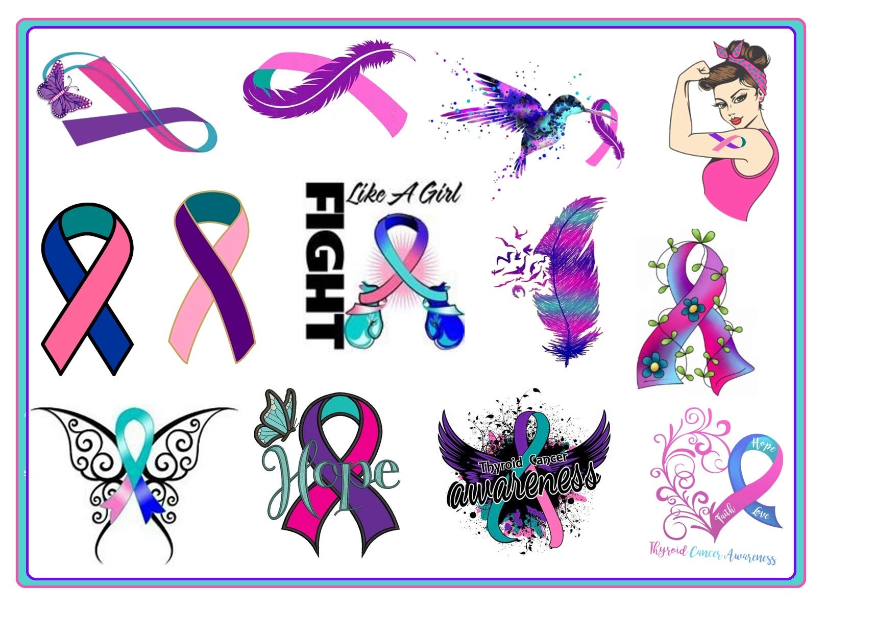 Thyroid Cancer Awareness Collection (Thyroid Cancer Temporary Tattoo)