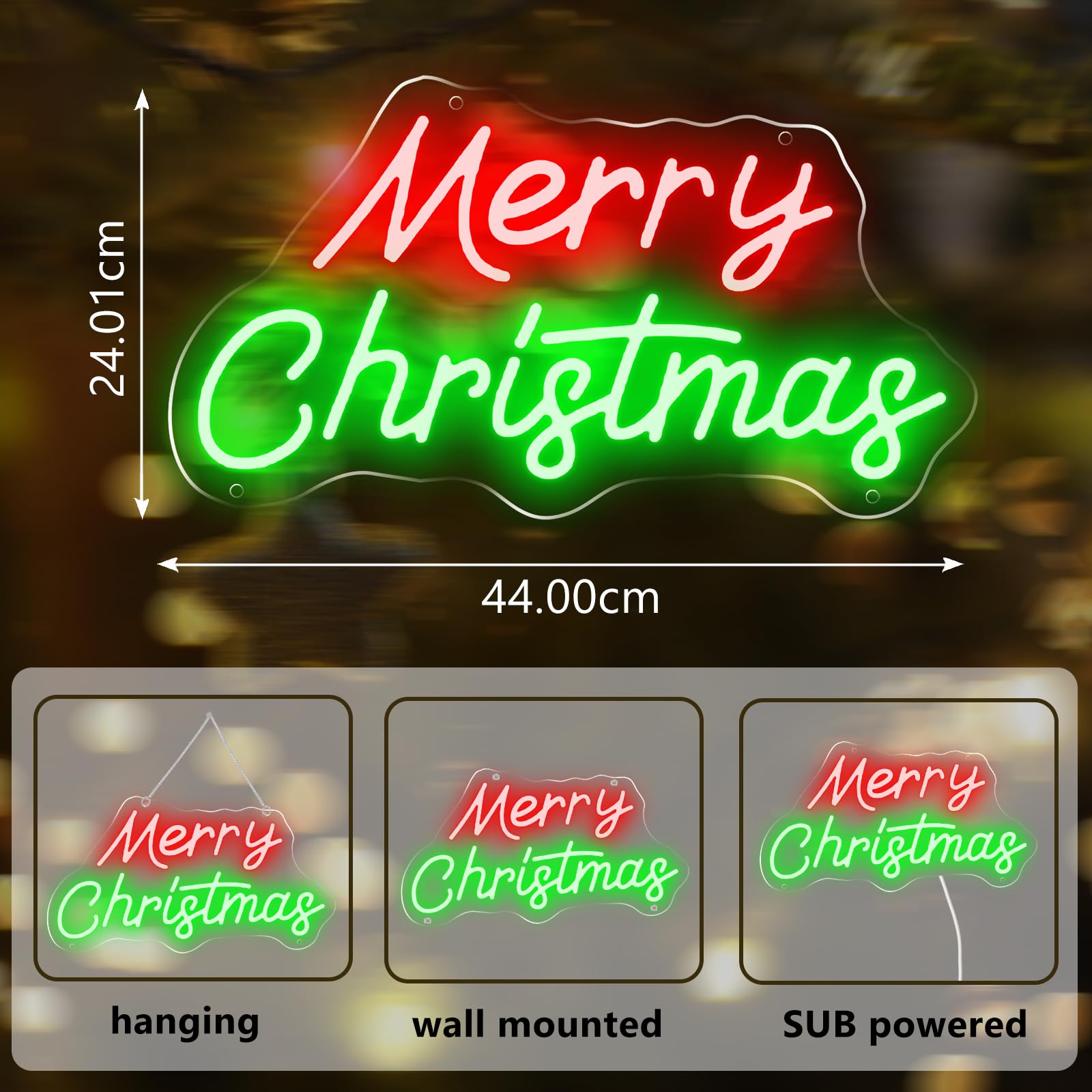 Neon Sign for Wall Decor,Dimmerable Merry Christmas Led Neon Signs Christmas Decor,Christmas Night Light Home Decor Christmas Gift for Family