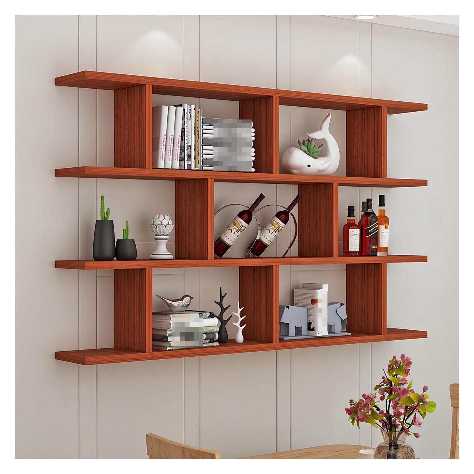 PQPQLI Floating Shelves For Wall, Hanging Bookshelves Storage Floating Shelves, Perfect For Both Decoration And Storage, Wall Shelves (Teak color,100 * 96.4 * 15cm)