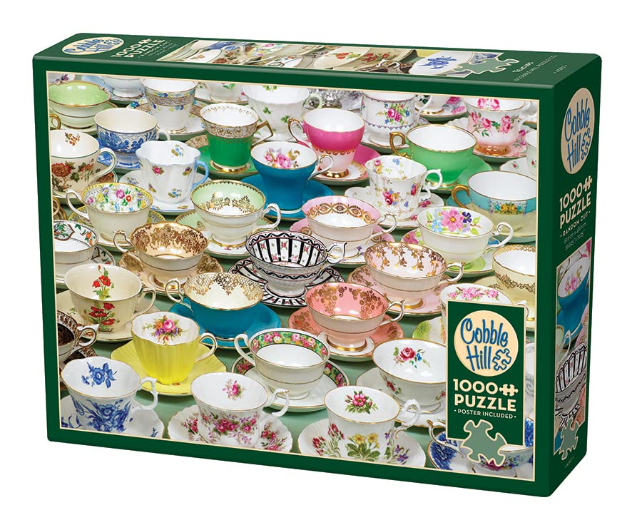 Cobble Hill 1000 Piece Puzzle - Teacups - Sample Poster Included, 26.625" x 19.25" - Image 4