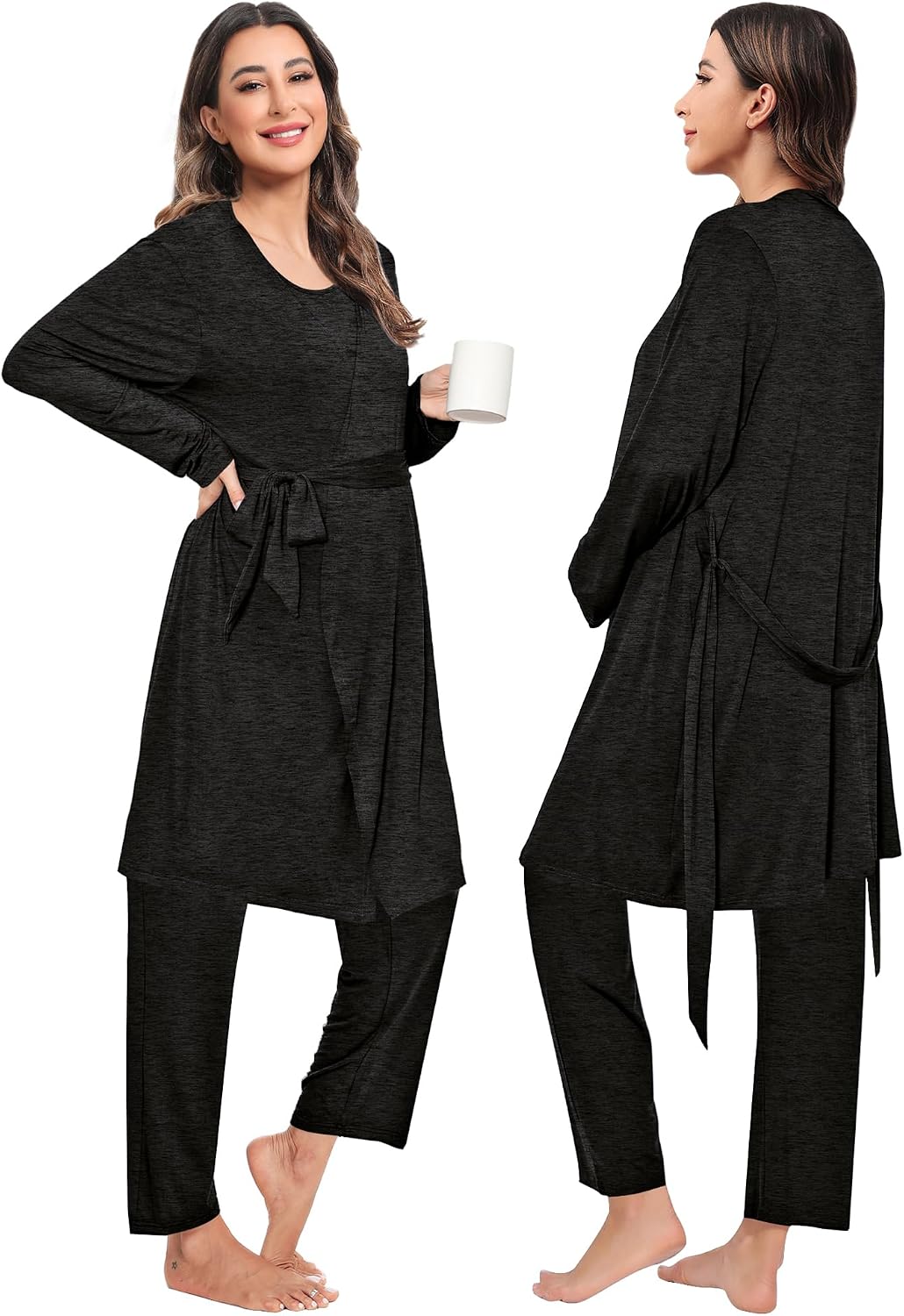 SWOMOG Maternity Nursing Robe Set 3 PCS Women Postpartum Pajamas Breastfeeding Labor Delivery Hospital Pregnancy Pjs image 5