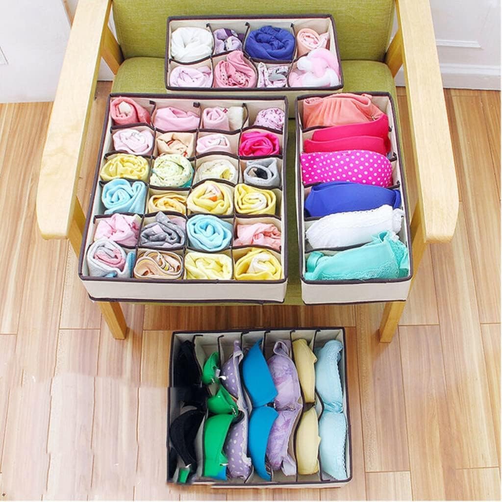 Organizzatori Pieghevoli per cassetti per Biancheria Intima Divisori per armadi, cassettiere, Vestiti, contenitori per Biancheria Intima, Reggiseni, Calzini, Cravatte, Sciarpe