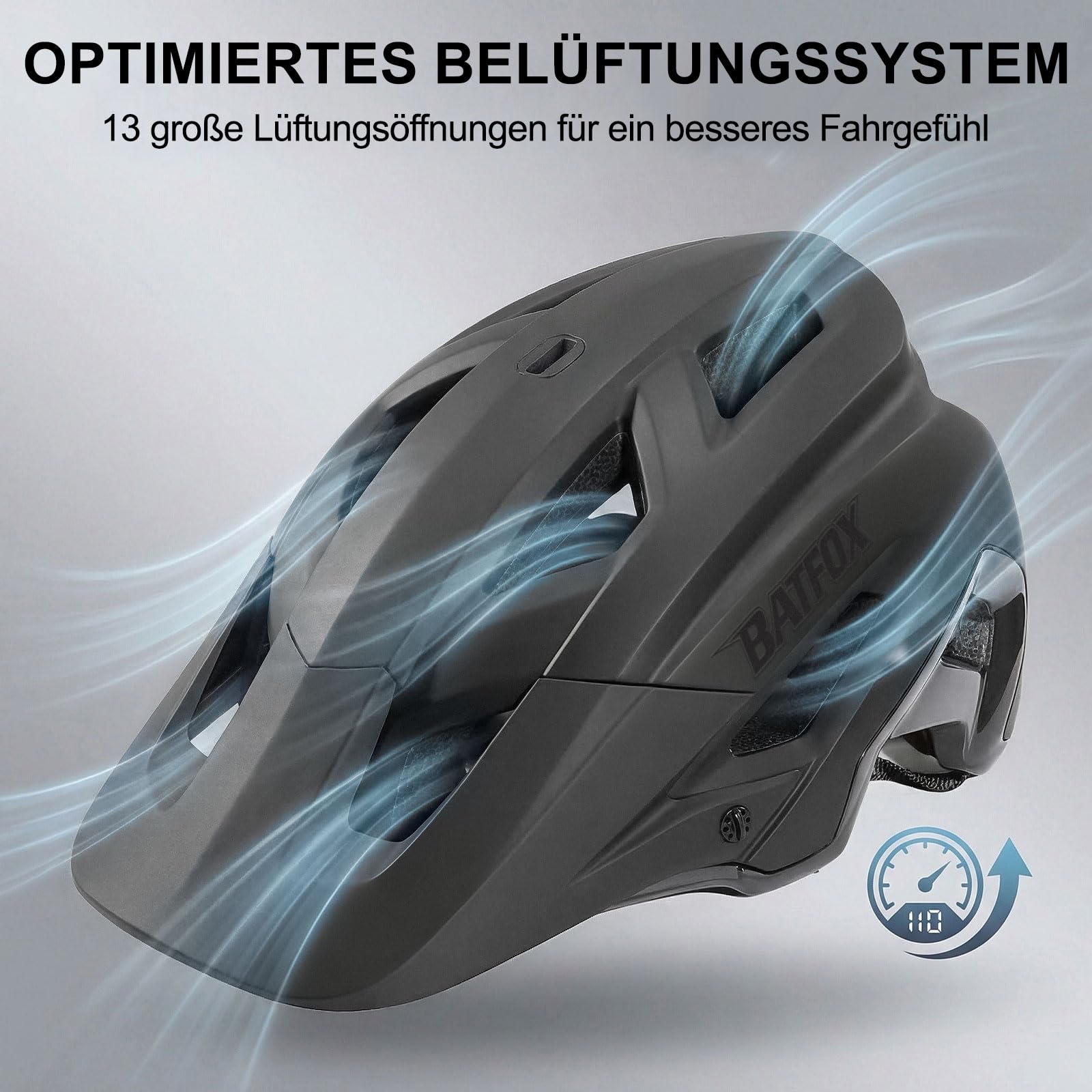 KINGBIKE Mountainbike Fahrradhelm Herren und Damen mit Kamerahalterung, Leichter MTB Helm Fuer Erwachsene, atmungsaktiv, verstellbar 56-60 cm, Fuer Rennrad, City und E-Bike