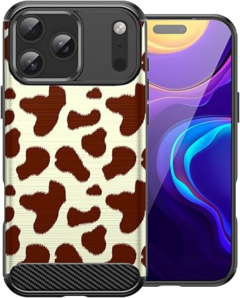 CasesOnDeck Slim TPU Case Compatible with Apple iPhone 17 Pro/iPhone 17 PRO Case [Flex Carbon] Cool Ultra Thin Slim Black TPU - Brown Cow
