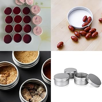 12pcs 50 ml Aluminium Small Tins Empty Containers Empty with Screw Lid Portable Travel Metal Tin Cans Small Sample Container Jar for Lip Balm