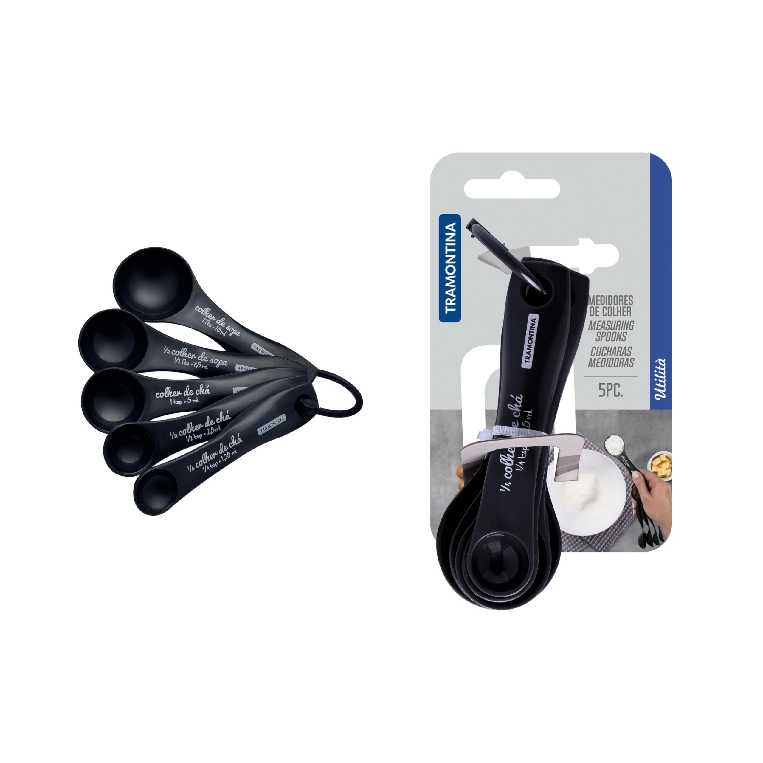 Set of Measuring Spoons Tramontina Utility ABS Graphite 5 Pieces