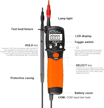 Electrical Voltage Tester, Continuity Pen Multimeter, Voltmeter, 60M Ohm Resistance Meter with 2000 Counts for Voltmeter Resistance Diode Tester with Data Hold,Backlight