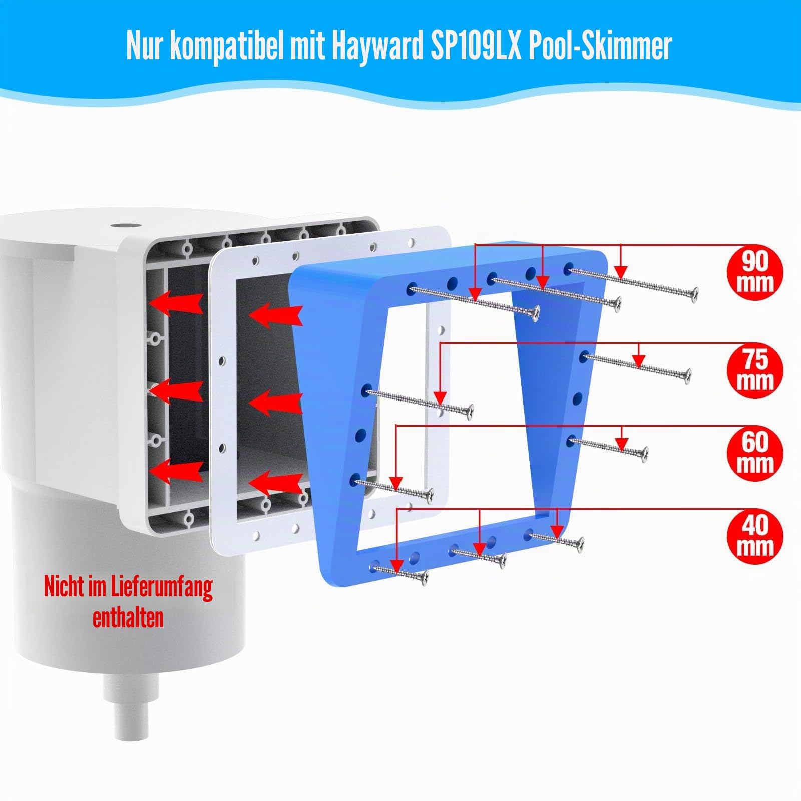 Jakelove Cuña de repuesto para skimmer de piscina para Hayward, cuña estándar de boca ancha para una mejor limpieza y succión de piscinas | Conjunto de cuña rectangular sobre el suelo para piscina