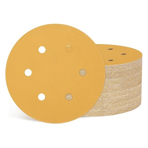Miniatura 7 de 100 discos de lija orbitales aleatorios de 6 pulgadas, grano 320, 6 agujeros, con gancho y bucle, adecuados para lijadoras de paneles de yeso,