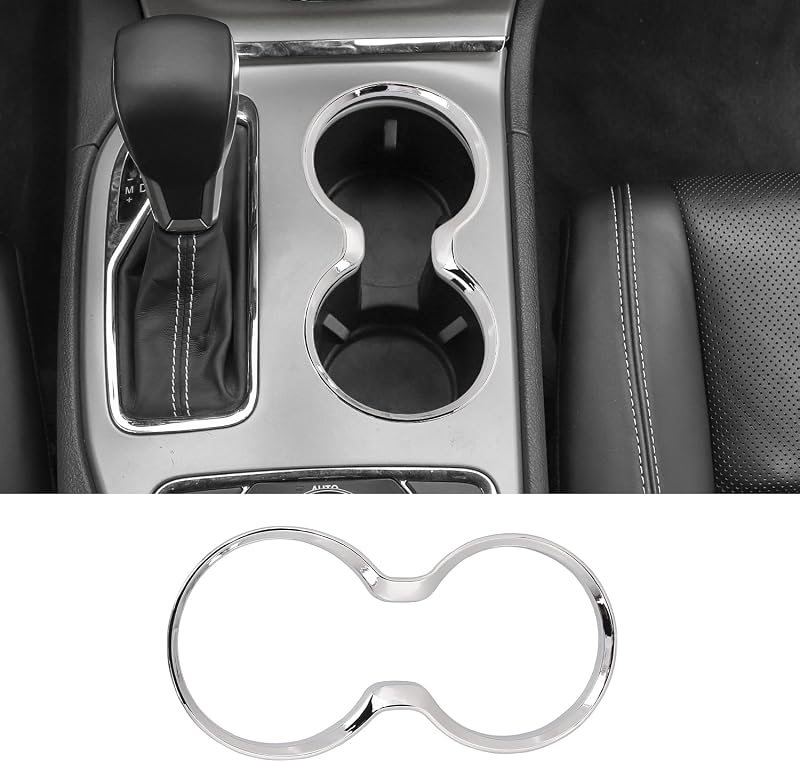 Moldura de acabamento cromada para porta-copos dianteiro Jimen compatível com Jeep Grand Cherokee 2011–2021