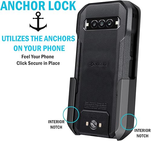 Miniatura 3 de Nakedcellphone Anchor Lock Edition - Funda para teléfono compatible con Kyocera DuraForce Pro 3, [rotación/trinquete] con clip para cinturón, funda
