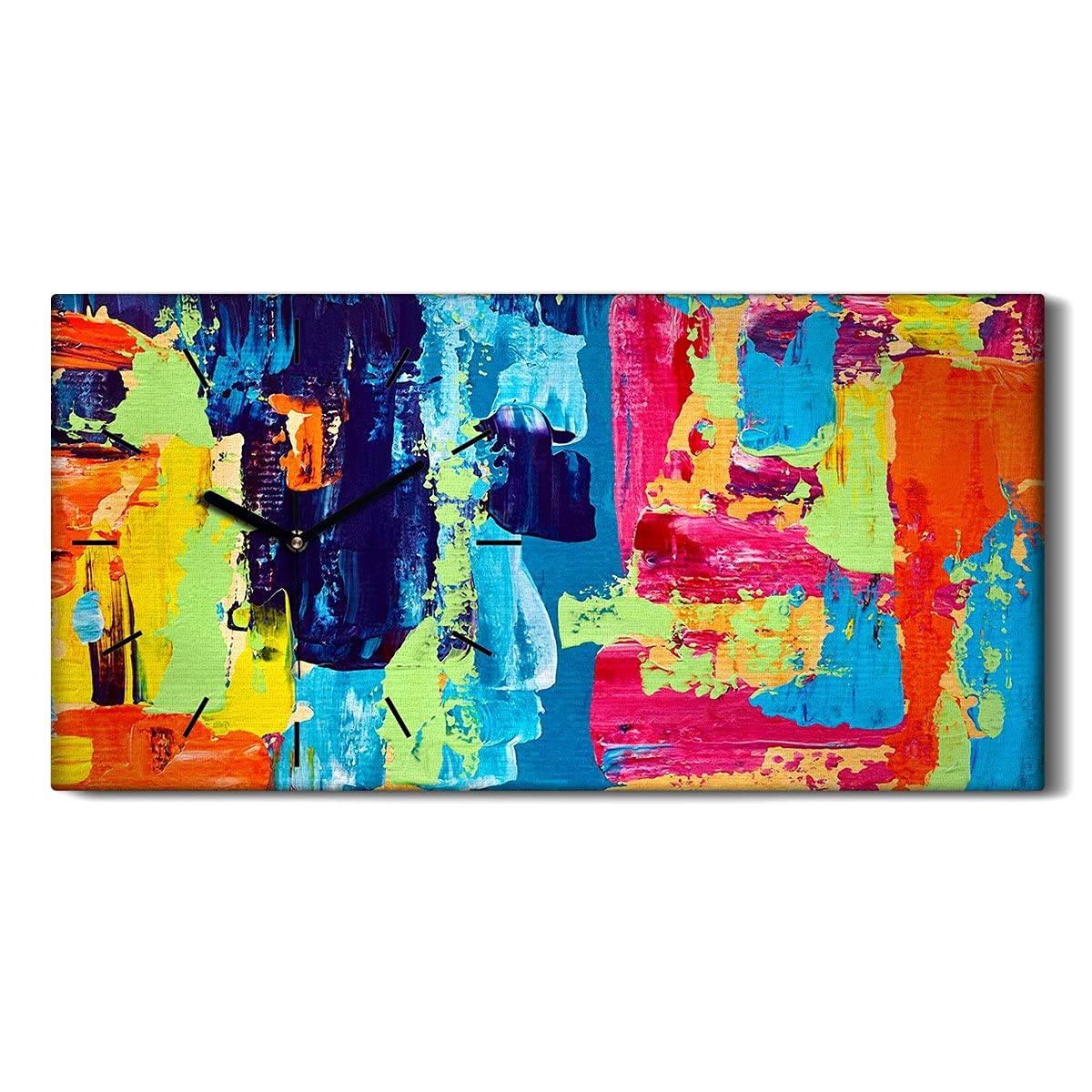 Horloge sur toile salon moderne tableau abstrait Coloray pour décoration murale
