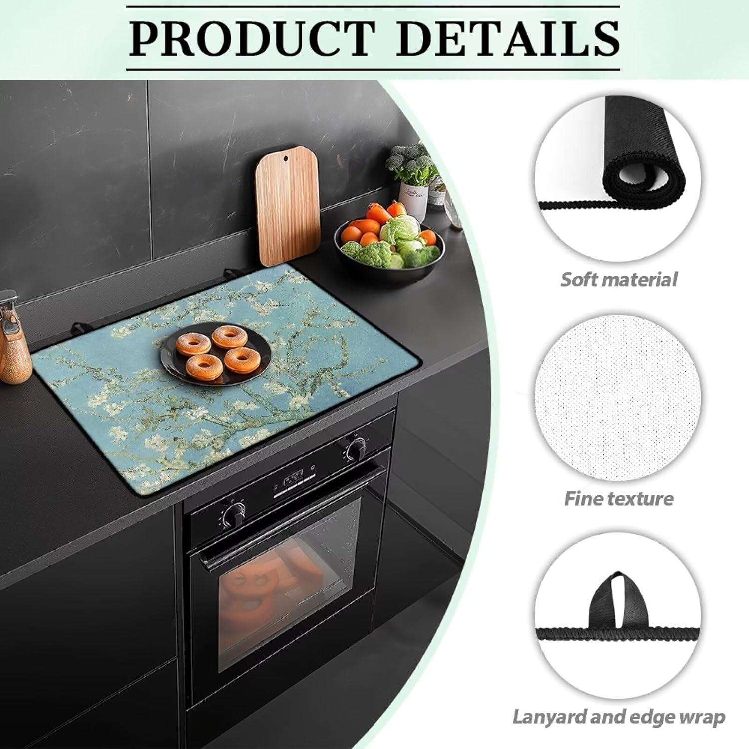 Stove Cover, Stove Top Covers for Electric Stove, Blossoming Almond Tree Large Cooktop Cover Protector Heat Resistant Rubber Anti Slip Mat for Glass Stove Top