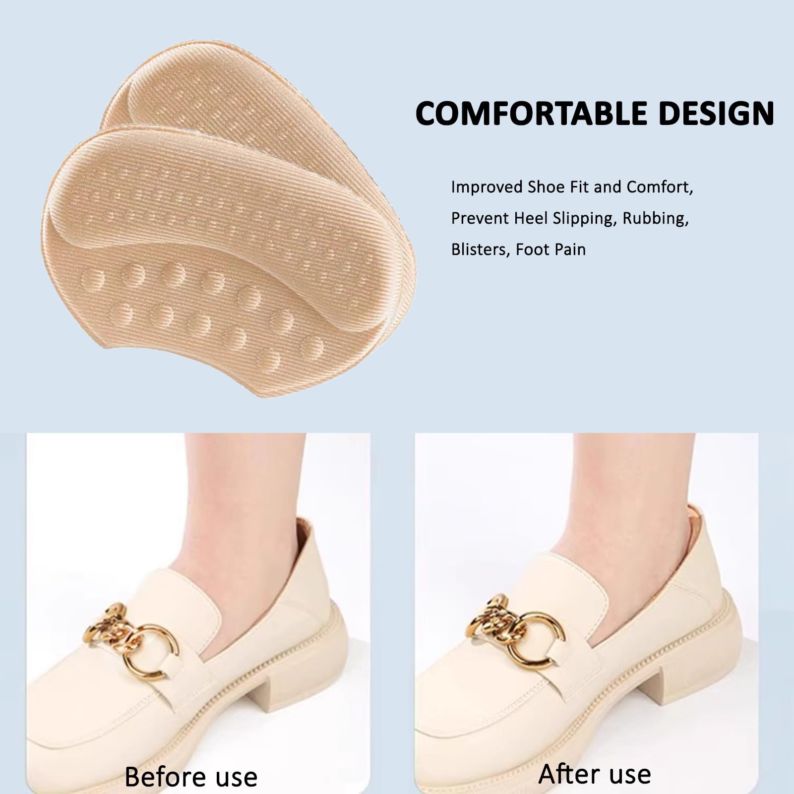 Almohadilla Protector Talon Inserciones cortables en la parte posterior del cojín del talón, almohadillas para el talón que mejoran el ajuste y la comodidad del zapato, evitan el deslizamiento y las a
