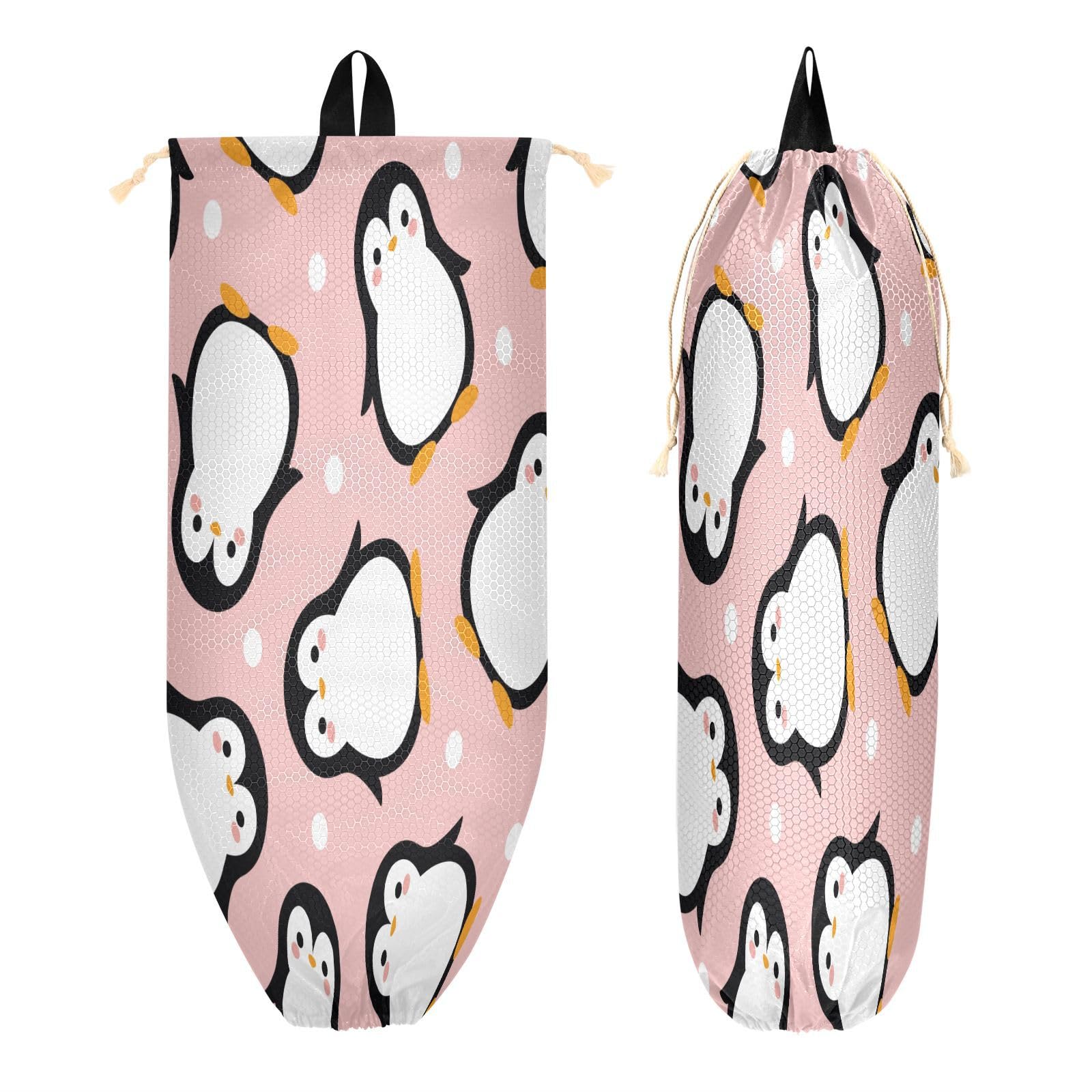 Porta sacchetti di plastica da appendere a forma di pinguino carino animale borsa della spesa organizzatore cucina cartone animato pois sacchetto di plastica di stoccaggio della spazzatura borsa della