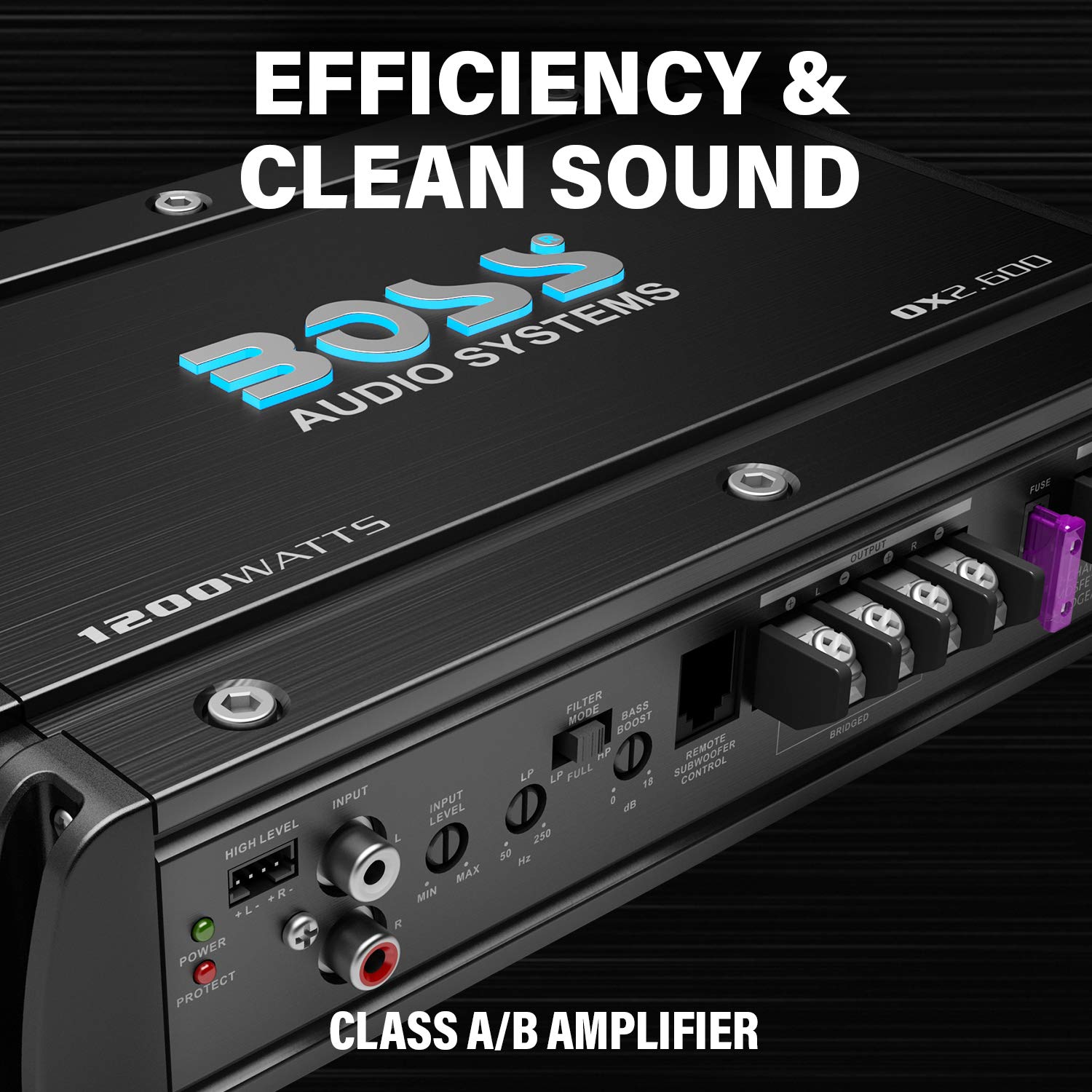 BOSS Audio Systems OX2.600 2 Channel Car Amplifier – 600 Watts, Full Range, Class A/B, 2-8 Ohm Stable, MOSFET Power Supply, Bridgeable
