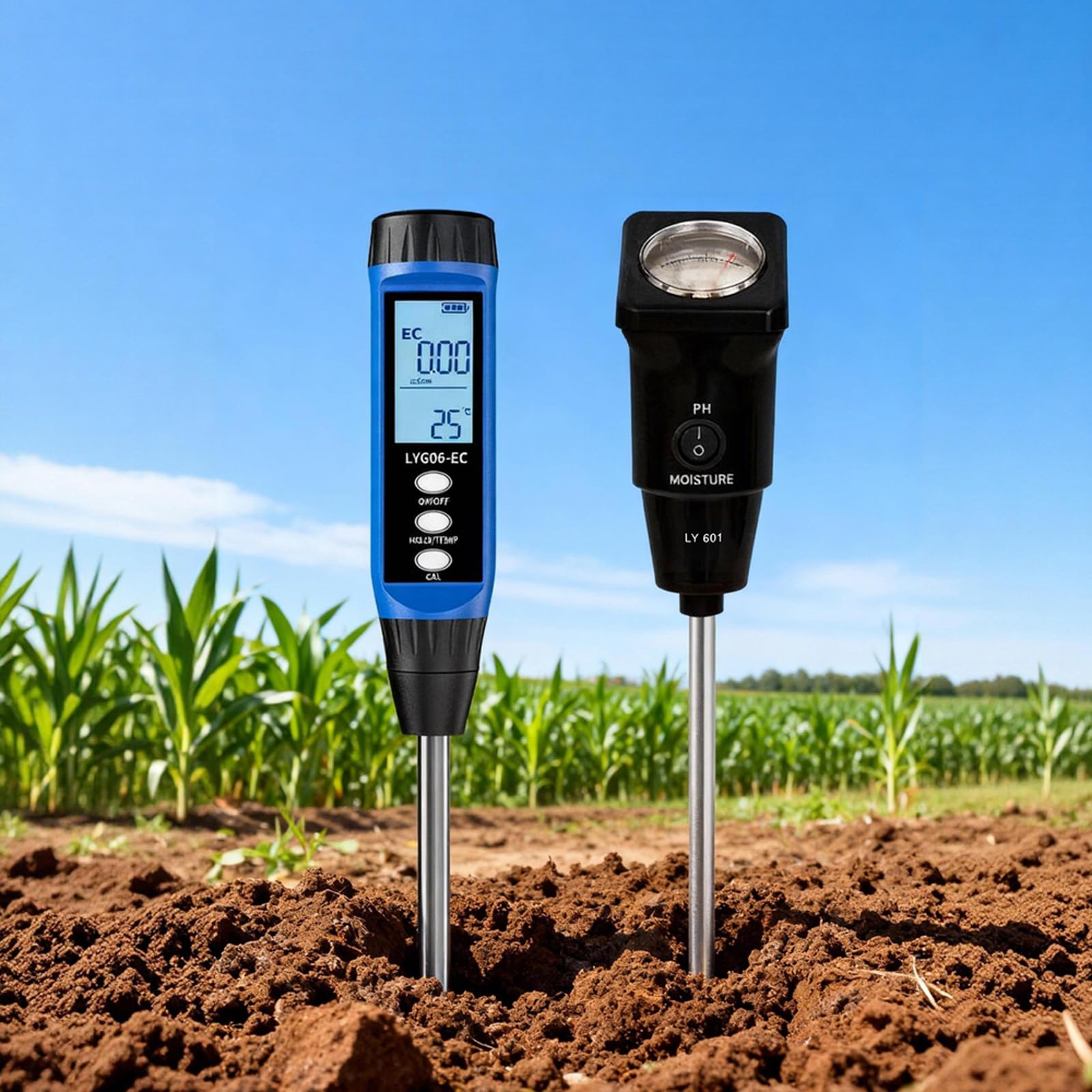 Instrumento de prueba de suelo multifunción medidor de acidez digital para medición de datos estables Probador de acidez del suelo digital para jardinería
