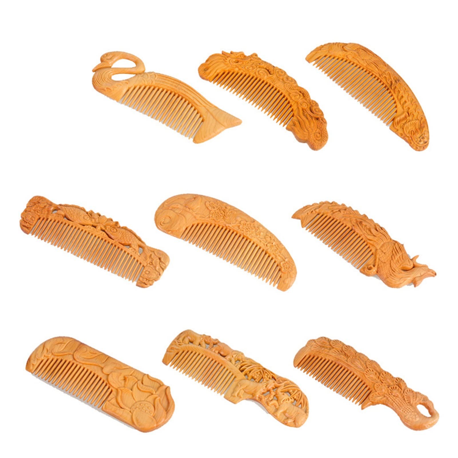 Naturholz Kamm tragbarer Gravave Phoenix handgefertigte Haarkämme Frauen Geschenke Reisen Reisen Haarbürste Holzkamm Kamm (Color : 1)