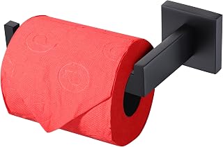 LANC Black Toilet Paper Holder, Bathroom Toilet Paper Roll Holder Wall Mount for Bathroom Kitchen, TP Holder Tissue Roll Dispenser Hanger Stainless Steel, Matte Black Left A8807MB-LF