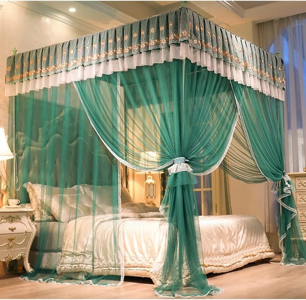 Moustiquaire de lit double et couvre-lit bleu pour chambre ado