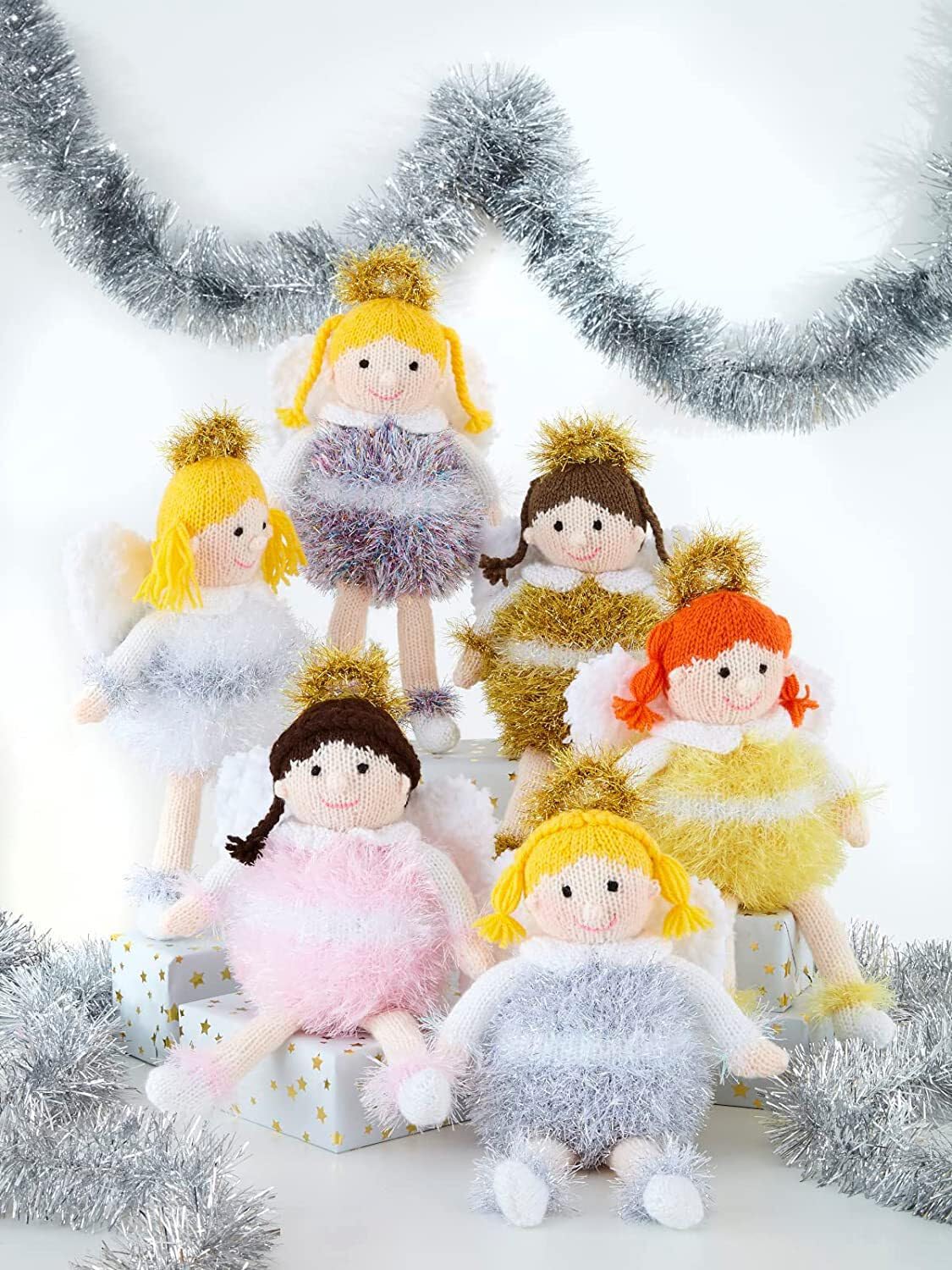 King Cole Multicolor Tinsel & Dk Knitting Pattern For Little Angels Christmas Decoration Toy (9165), Multi, One Size