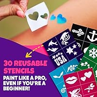 Vista 5 de Blue Squid Kit de pintura facial para niños – 4.23 oz Kit de pintura facial paleta, plantillas, 12 colores – Seguro para pieles sensibles, kit