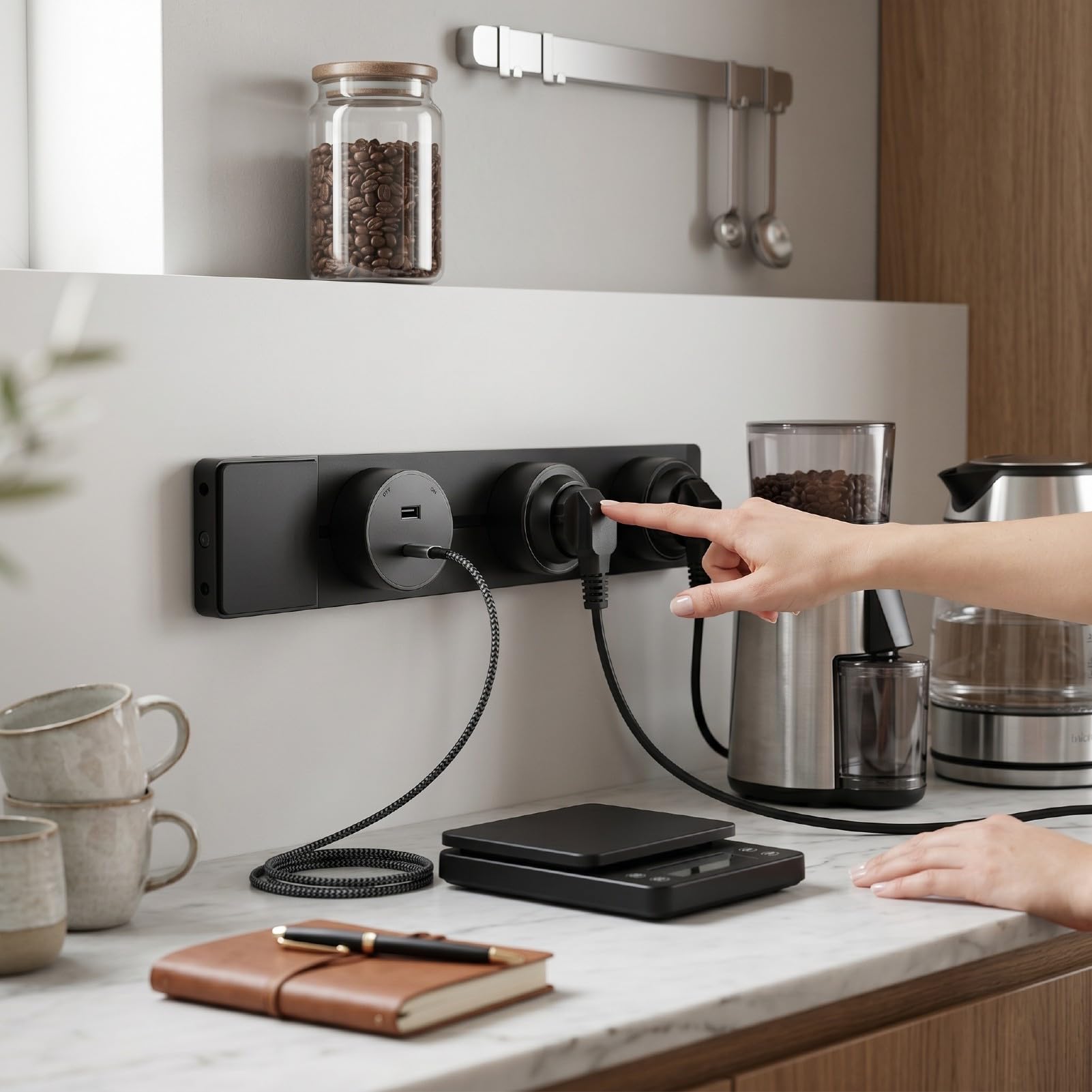 Akozon Système de Prise sur Rail, Prises Amovibles 40 Cm for Cuisine, Bureau, Atelier