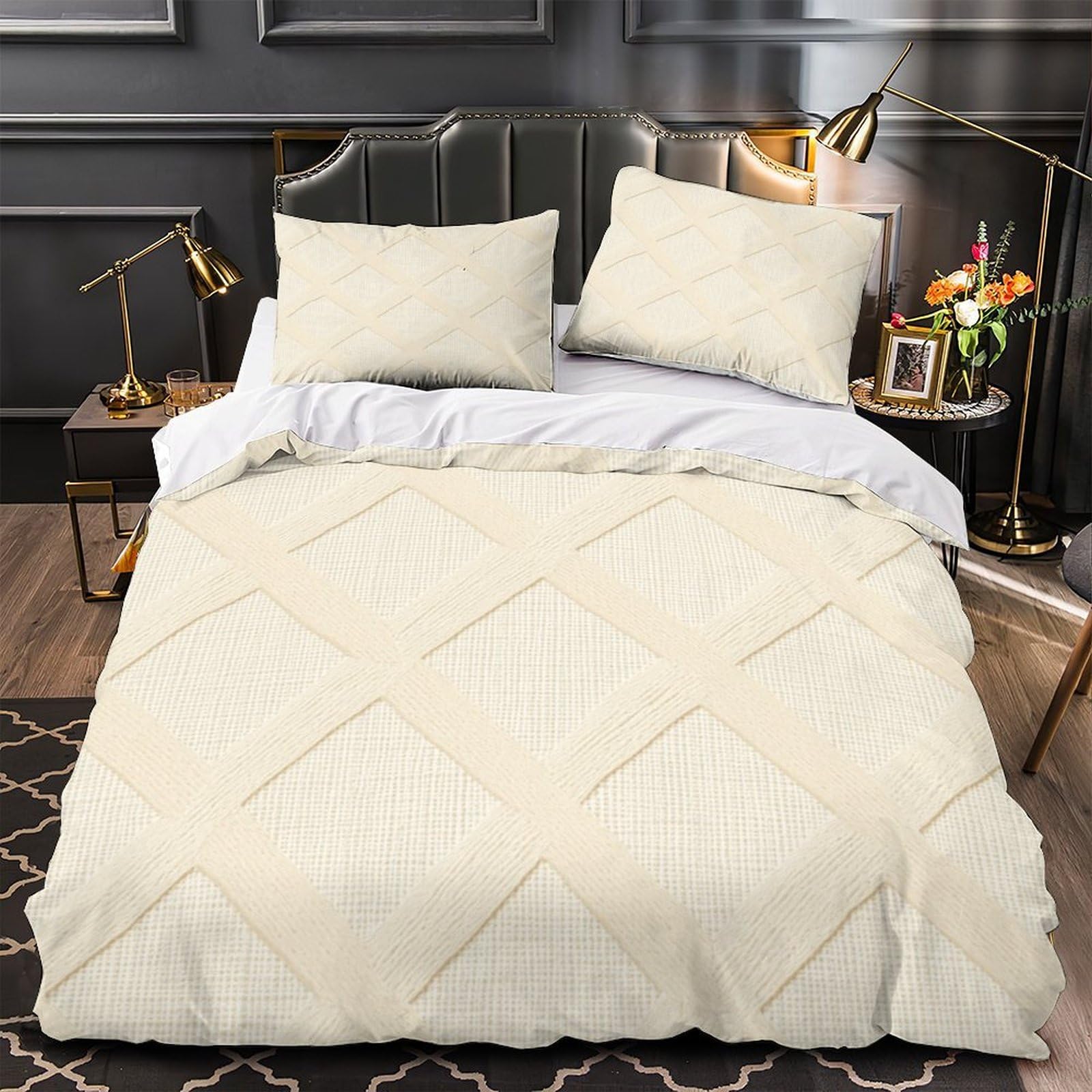 Housse de couette microfibre hypoallergénique parure lit fermeture éclair
