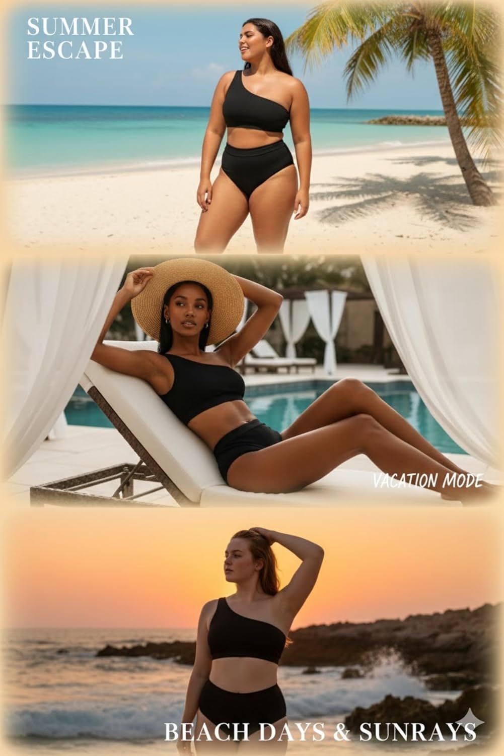Holipick Women One Shoulder High Waisted Bikini Set Two Piece Tummy Control Swimsuits Full Coverage Bathing Suit