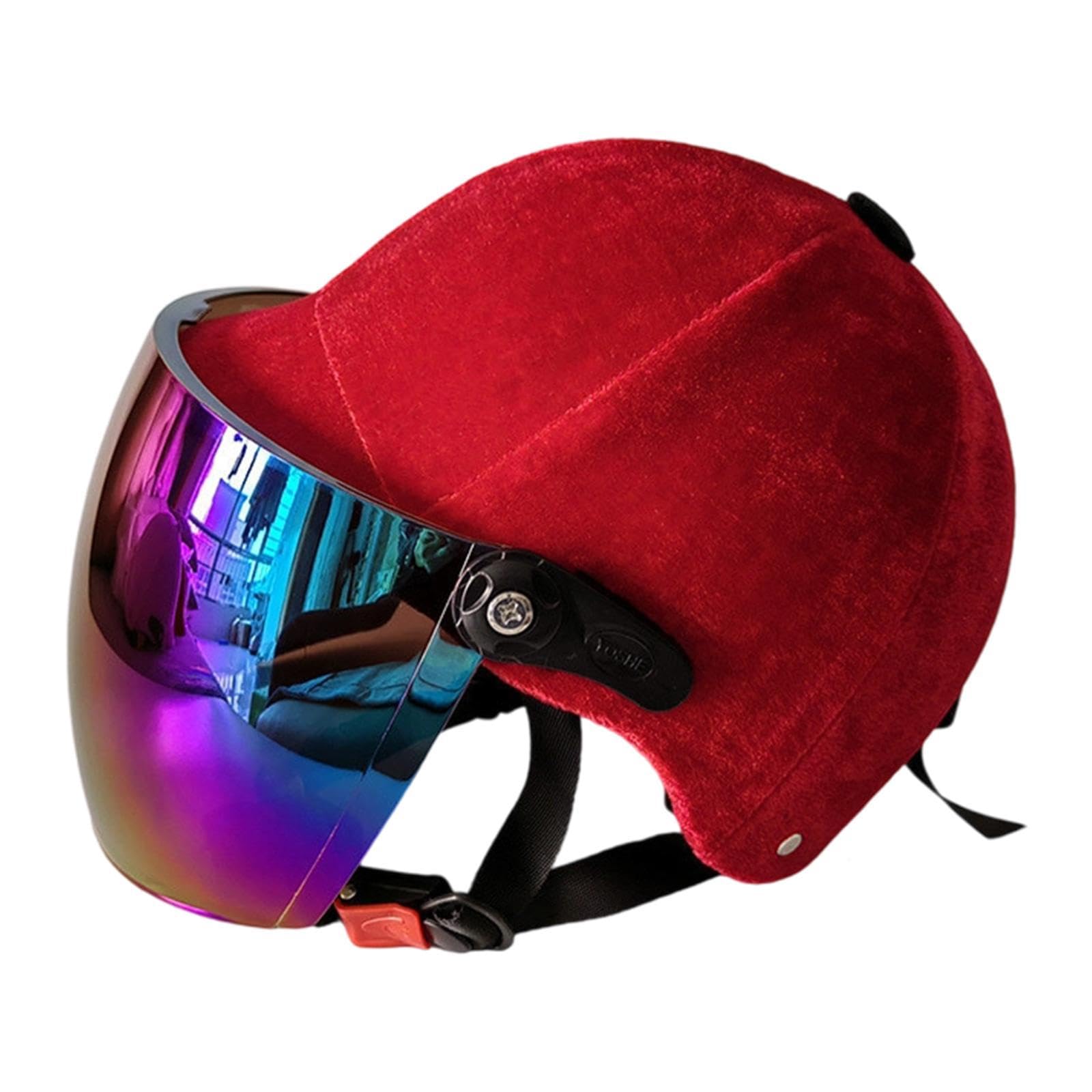 Milageto Casco da Equitazione, equipaggiamento per Equitazione, Regolabile, Esterno in Velluto, Facile da Usare, per Adulti, Attrezzatura, Cappello Decorativo, con Specchio Colorato