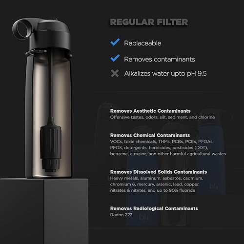 Vista 6 de BLU Todo en uno Botella de agua de acero inoxidable aislada al vacío con filtro (26 onzas) Fabricado en los Estados Unidos Elimina el 99.99%