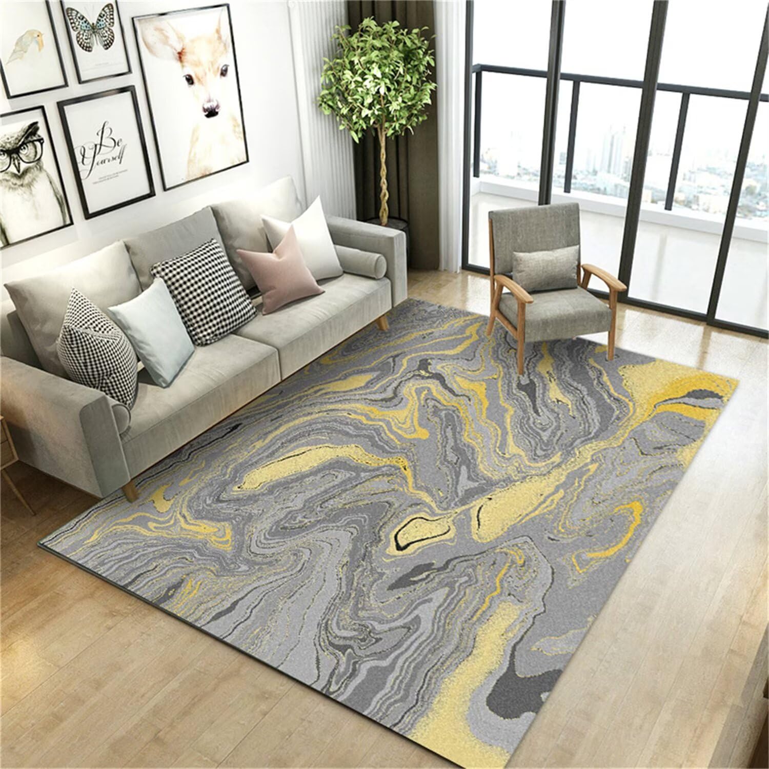 Tapis anti-dérapant 160x200cm lavable et sécurisé pour le salon