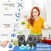 Vista 3 de Intercomunicadores inalámbricos para el hogar, intercomunicador inalámbrico manos libres, largo alcance, 8 niveles de volumen, 4 timbres dúplex
