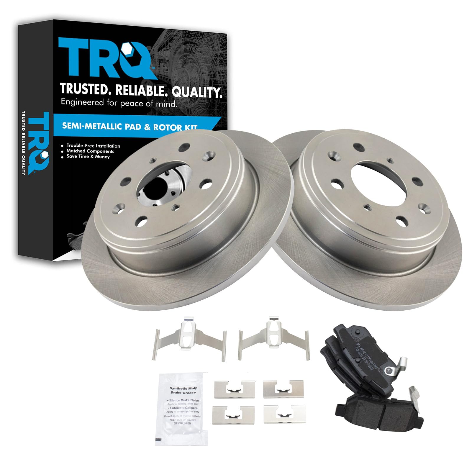 TRQ Rear Brake Pad and Rotor Set Semi Metallic Rotors