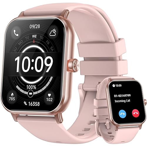 Smart Watch for Men Women, 1.85" HD Touchsreen Fitness Tracker, 120+ Sport Modes, 24/7 Heart Rate & Sleep Monitor, Pedometer, Calories, IP68 Waterproof, Fitness Watch for Android iPhone (Pink)