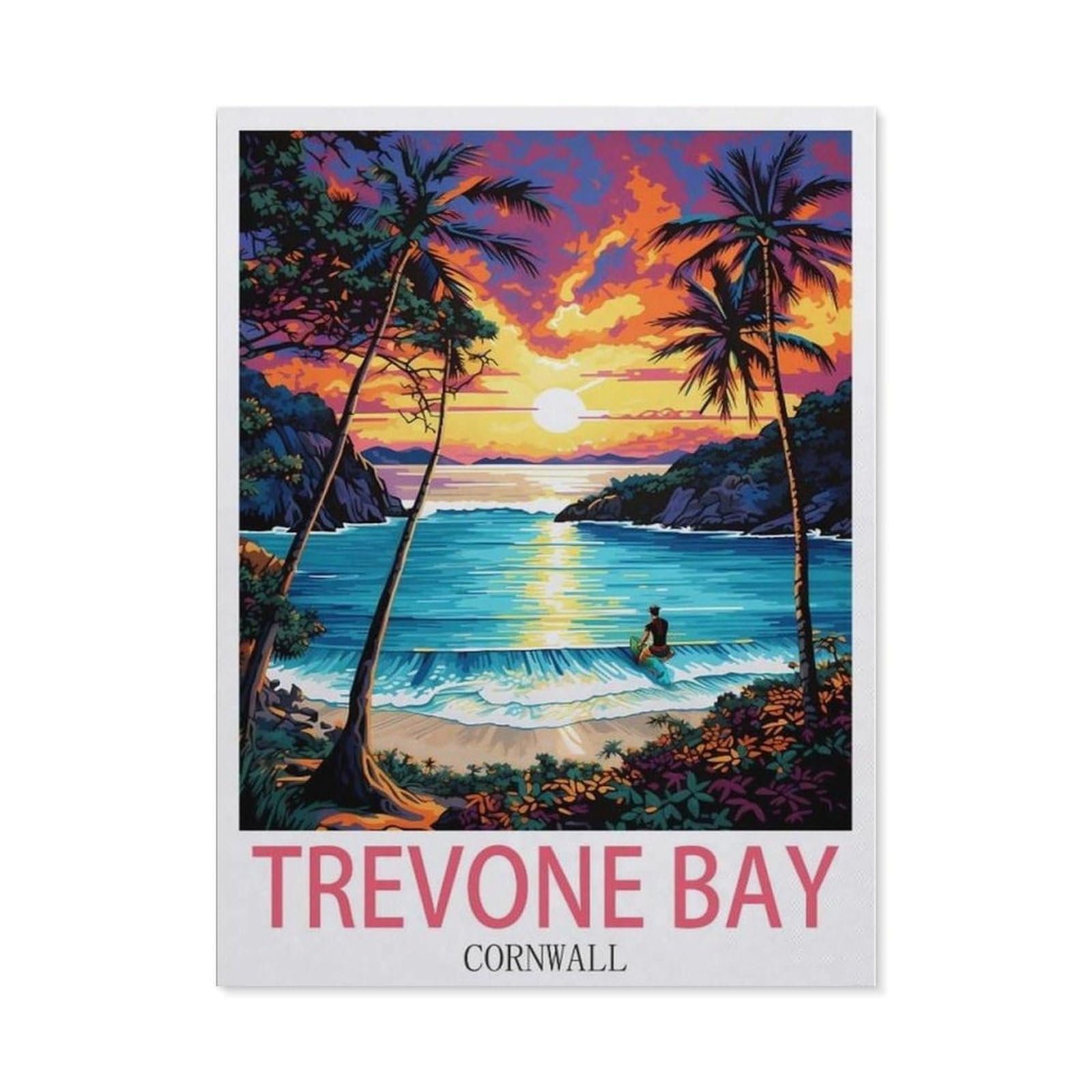 BEAYODKP DIY Diamond Art Kits，Trevone Bay Cornwall ， Surf（40 x 50 cm）