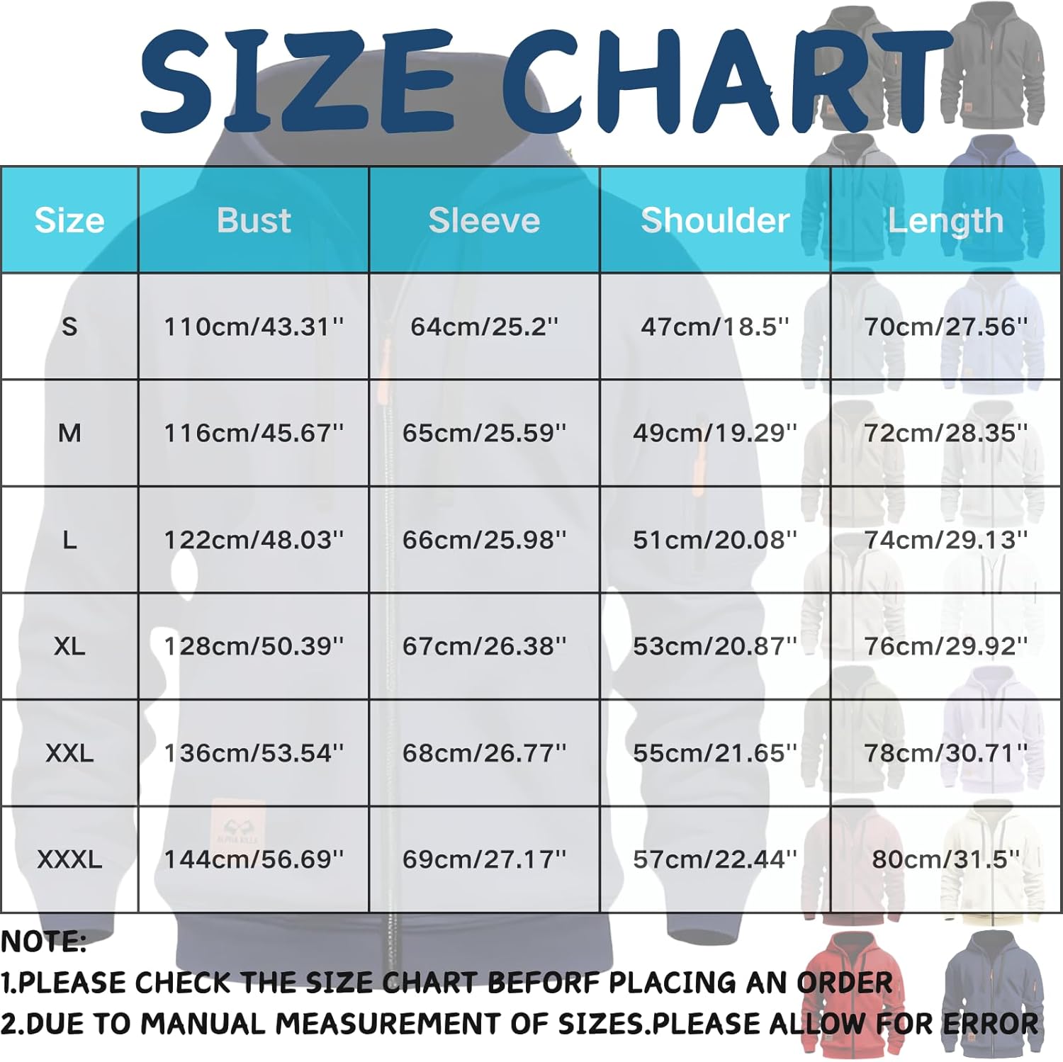 ABABC Hoodies for Men Casual Long Sleeve Full Zip Hooded Sweatshirts Fashion Athletic Workout Jackets with Multi Pockets - Image 3
