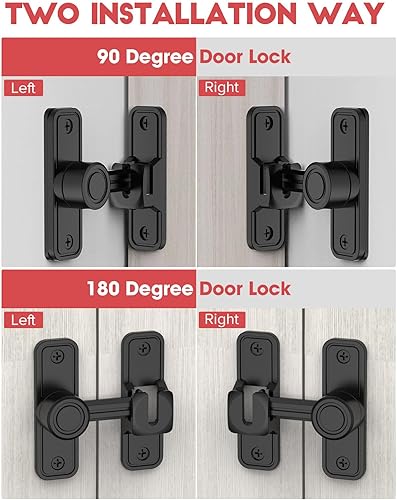 Miniatura 3 de Pestillos de puerta de alta resistencia de 90 grados en ángulo recto para puerta de granero, pestillo de bloqueo de puerta deslizante antirrobo para