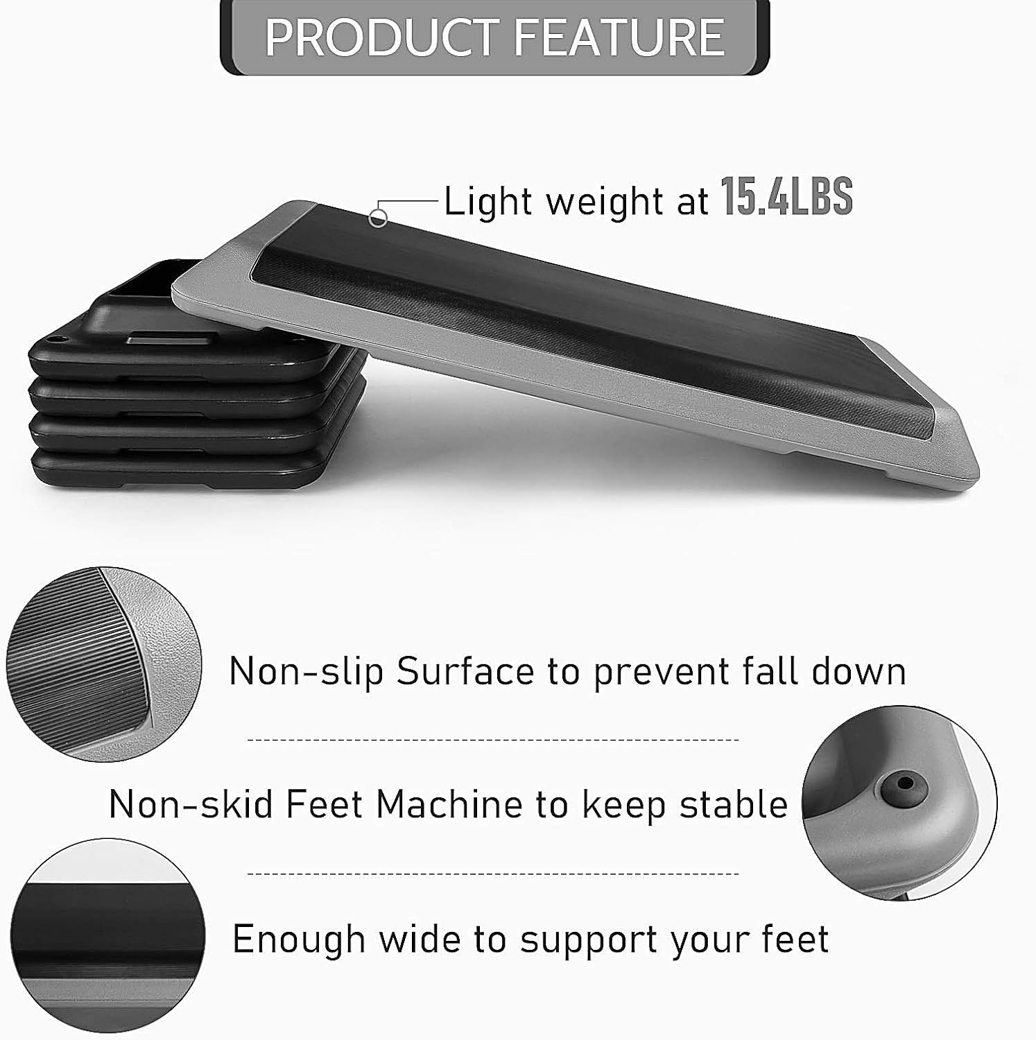 RitFit Adjustable Exercise Step Platform with 2 or 4 Risers, Gym-Sized or Home Gym Step for Building Strength, Reducing Fat and Aerobic Exercise