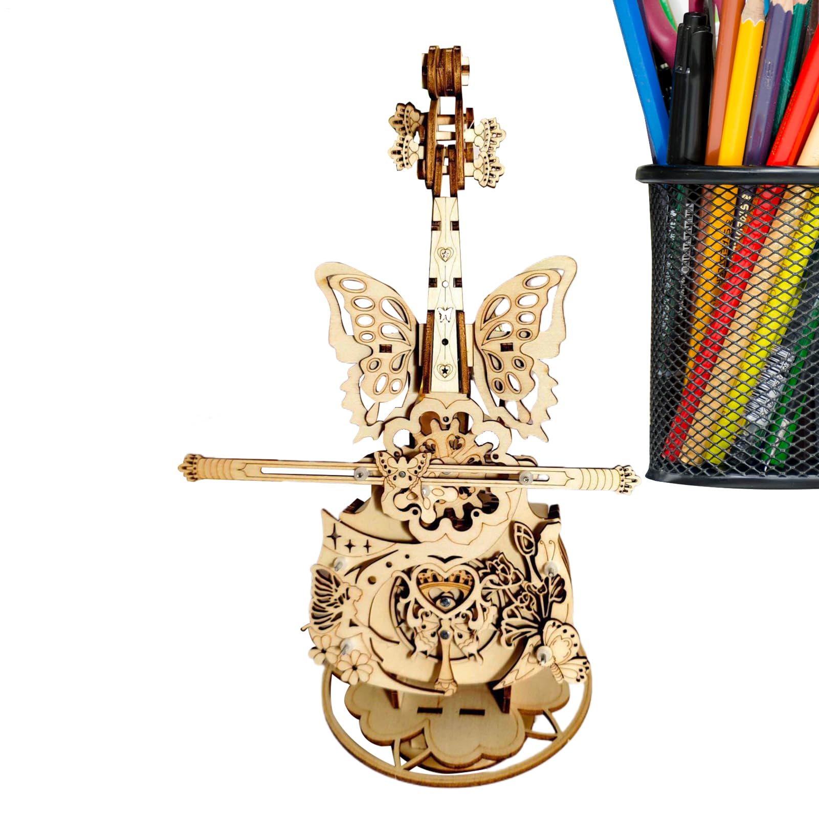 Puzzle 3D Carillon Violino kit costruzione creativo fai da te | Carillon In Legno Violino Puzzle A Incastro per bambini ragazzi scrivania camera da soggiorno casa mensola