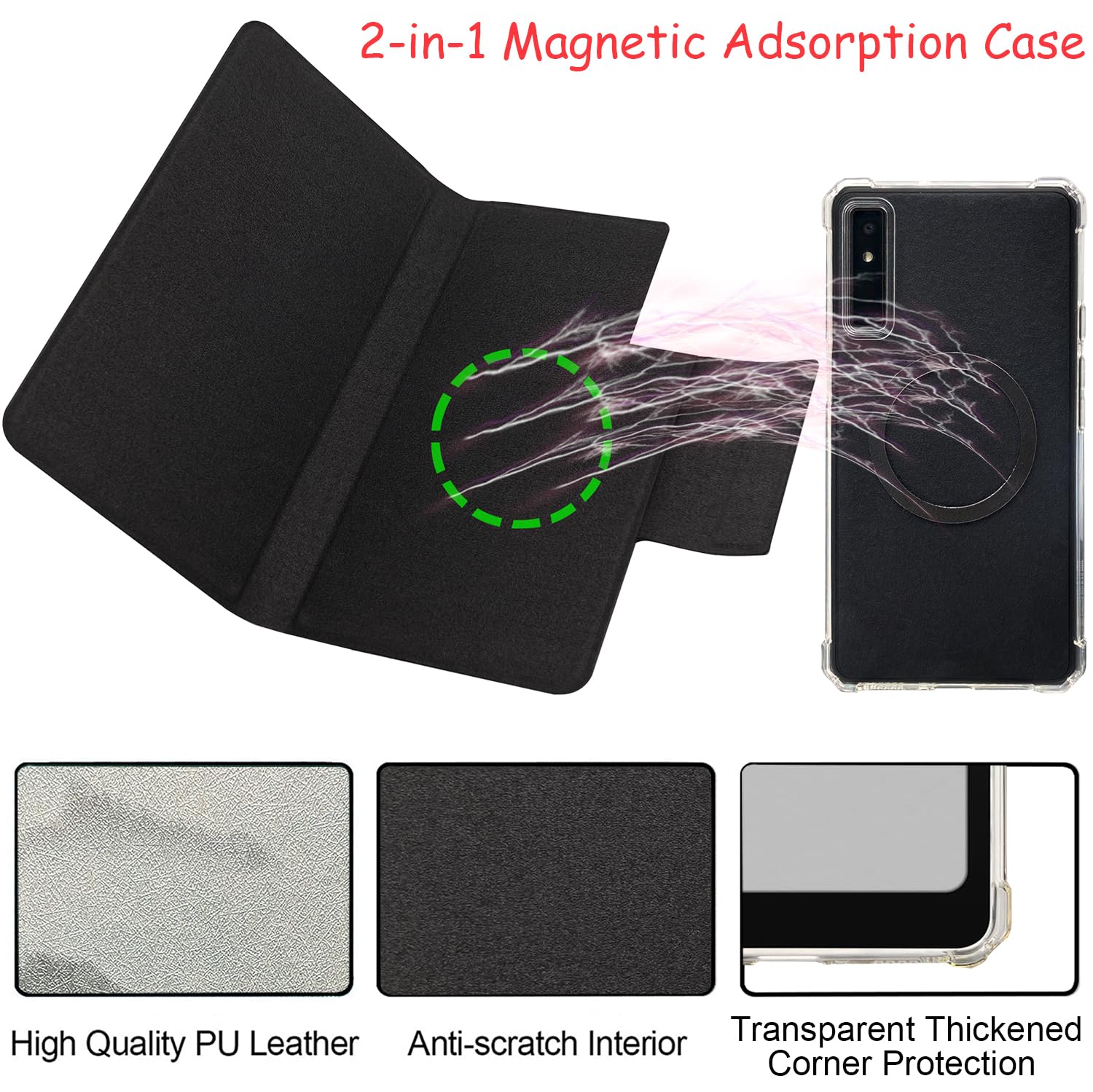 2in1 Magnetic Detachable Flip Case for Onyx Boox Palma2 Pro (2025 Released) TPU Transparent Cover with Auto Sleep/Wake, Magnetic Closure Buckle (Misty Forest) — view 4