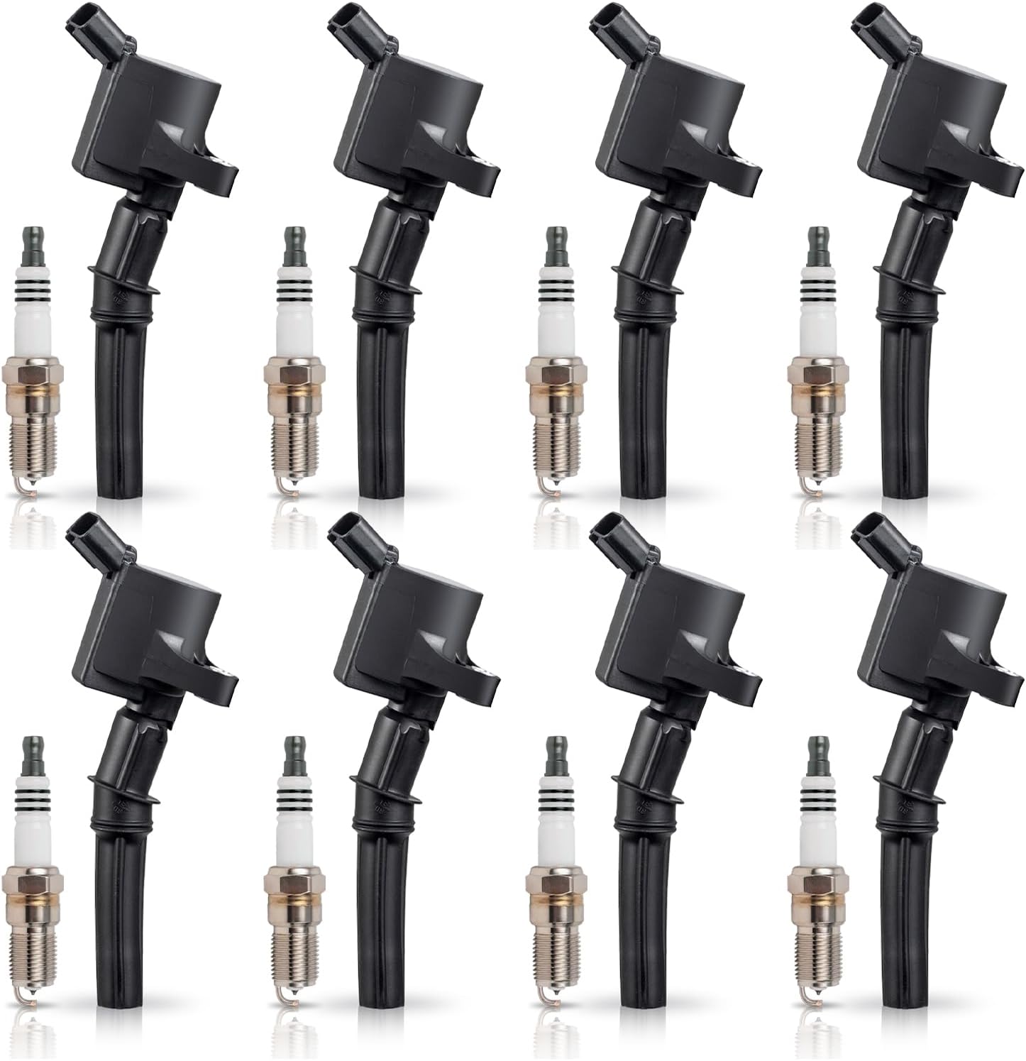 ENA Set of 8 Platinum Spark Plug and 8 Ignition Coil Pack Compatible with Ford Mercury Lincoln Crown Victoria Grand Marquis Town Car E150 E250 Expedition F150 4.6L V8 Replacement for FD503 SP493