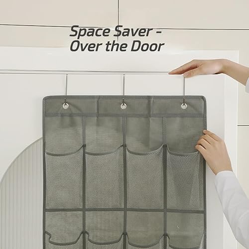 Miniatura 4 de Organizador de zapatos para armario, 28 secciones colgante, zapatero para puerta sobre la puerta, organizador de zapatos (blanco)