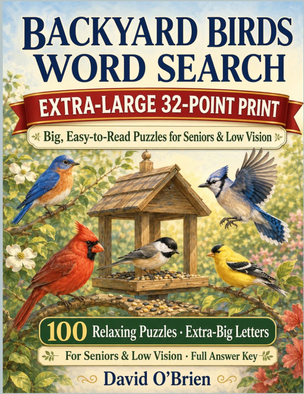 Easy Jumbo Backyard Birds Word Search: Giant Print, Extra-Large 32-Point Puzzles for Seniors & Low Vision — 100 Relaxing Bird Word Searches with Big, ... Key (Discover & Solve Word Search Series)
