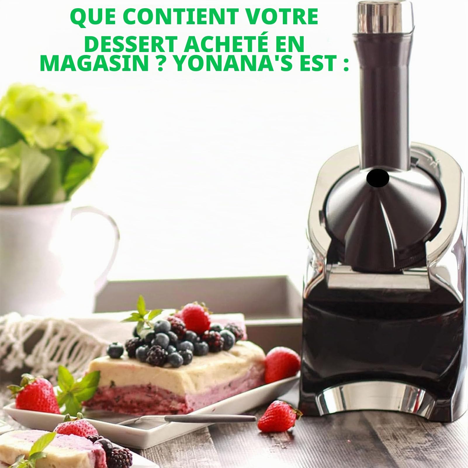 Machine à Glace Pour Desserts Santé Aux Fruits Surgelés - Sorbetière électrique Pour Sorbets Véganes, Yaourts Glacés Et Sherbets - Nettoyage Facile, Sans Bpa - Parfaite Pour Les Desserts Sans black