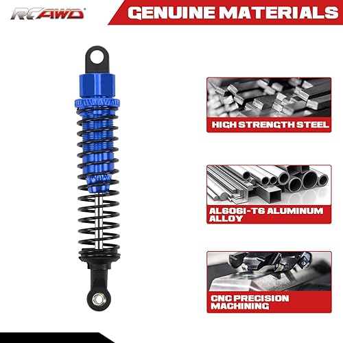 Miniatura 4 de RCAWD Amortiguador para mejoras LAEGENDARY 1/10, piezas de aluminio de 3.150 in, amortiguador de choques RC delantero y trasero, 6 unidades, azul