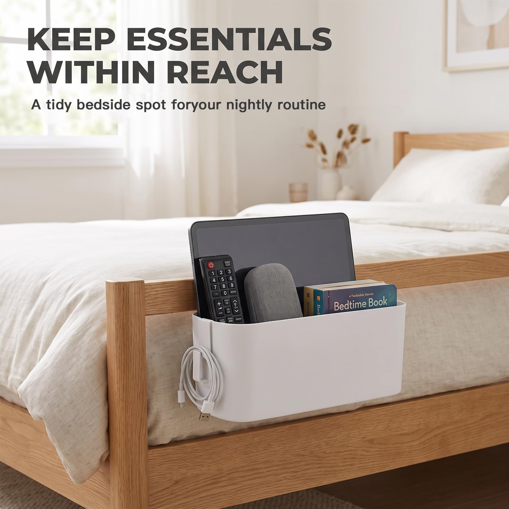 Gaomoeny Bett Organizer zum Einhängen mit Haken, Hängebett Organizer Aufbewahrungskorb, Nachttisch Bett Bettablage Betttasche Boxen zum Aufhängen für Buch Magazin Schlafsaal Büro Zuhause Küche, Haushalt & Wohnen