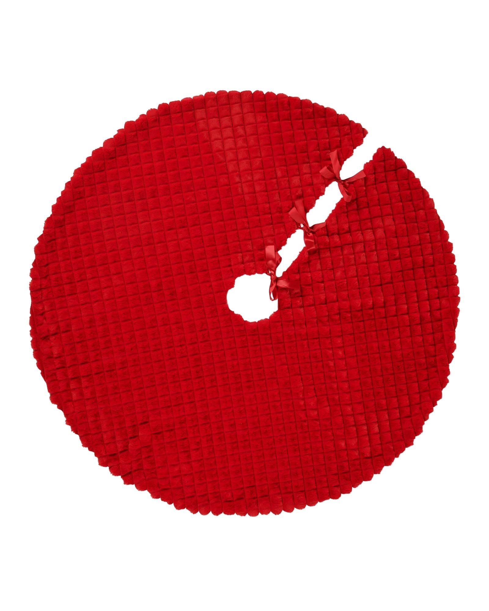 Werchristmas Red Faux Fur Diamond Tree Skirt, 122 Cm