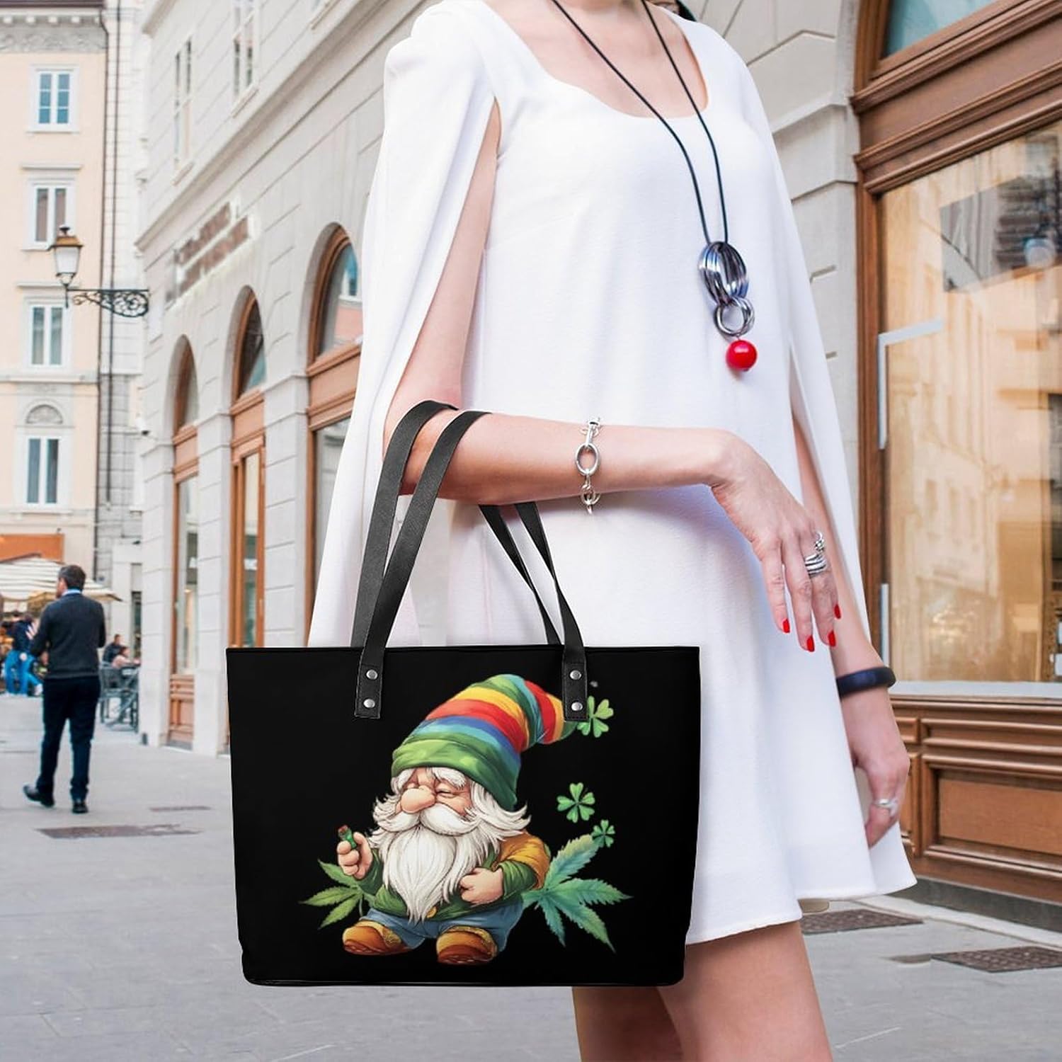 St. Patricks Day Gnome Weed Women's Satchel Handbags Tote Shoulder Bag Purses for Travel Shopping Work
