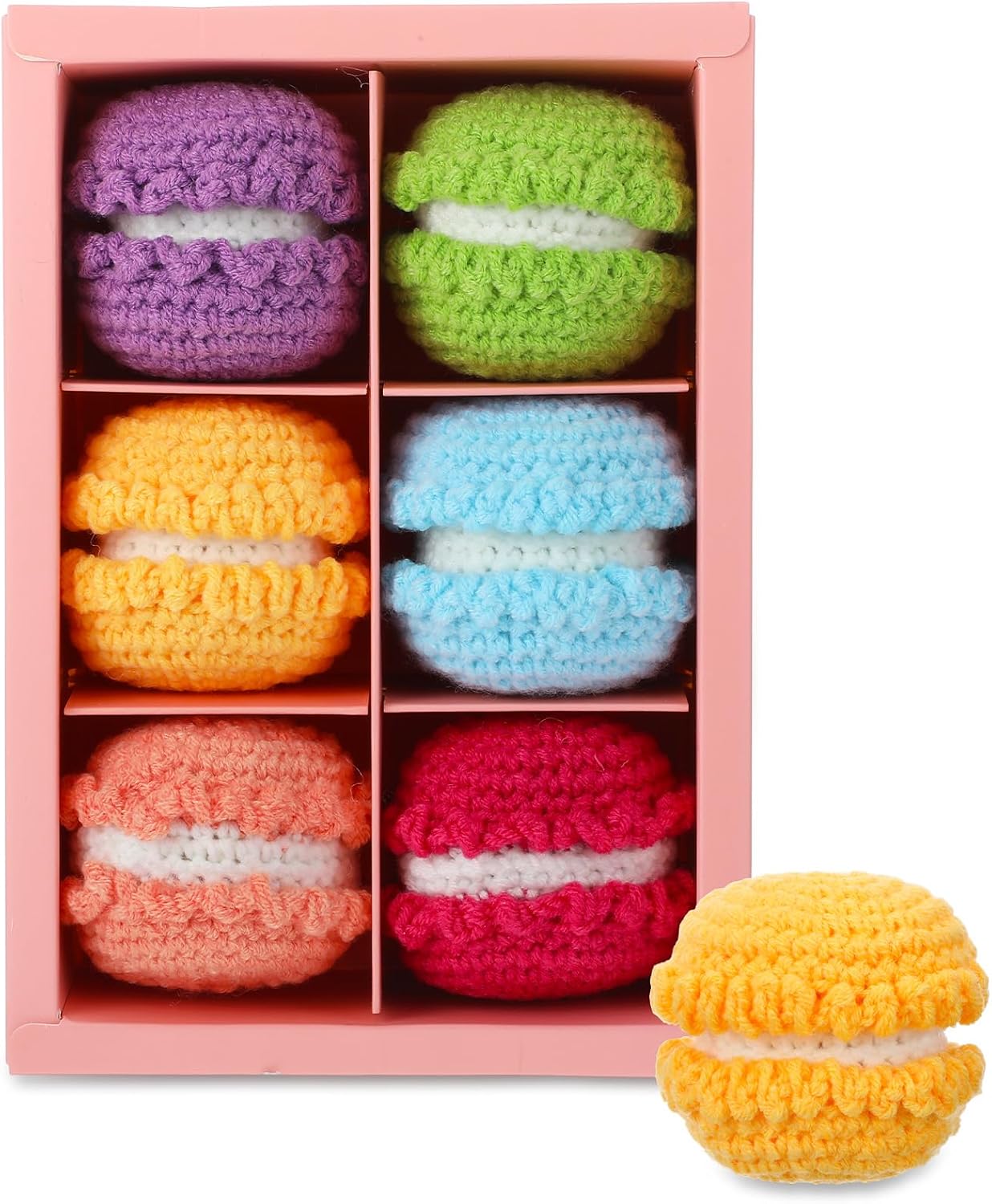 Suncalla 6 Pcs Cute Artificial Macaron Cake Party Decoration with Gift Box for Dessert Food Props Pretend Toy for Home Kitchen Shop Display Decoration Birthday Mother's Dessert Lover Gifts